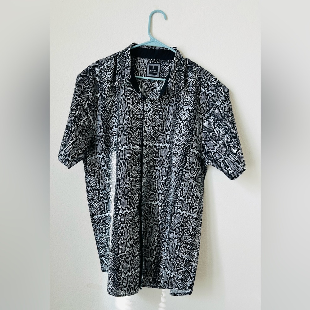 CR-24 Bordo Cromato Designer Short Sleeve shirt |Mens XL| Snake Skin